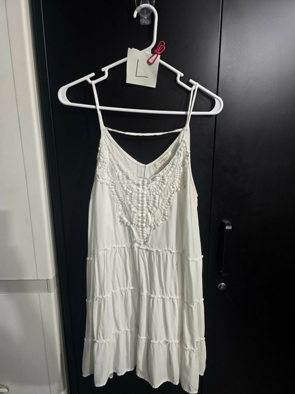 Umgee White Crochet Tiered Dress Size L